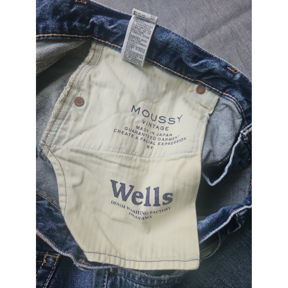 Moussy Vintage Straight Leg Howa Jeans in Blue Women 31 Made Japan $370 - Picture 14 of 16